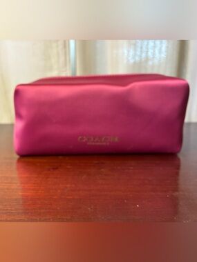 Coach Magenta Satin Cosmetic Case with Gold Logo